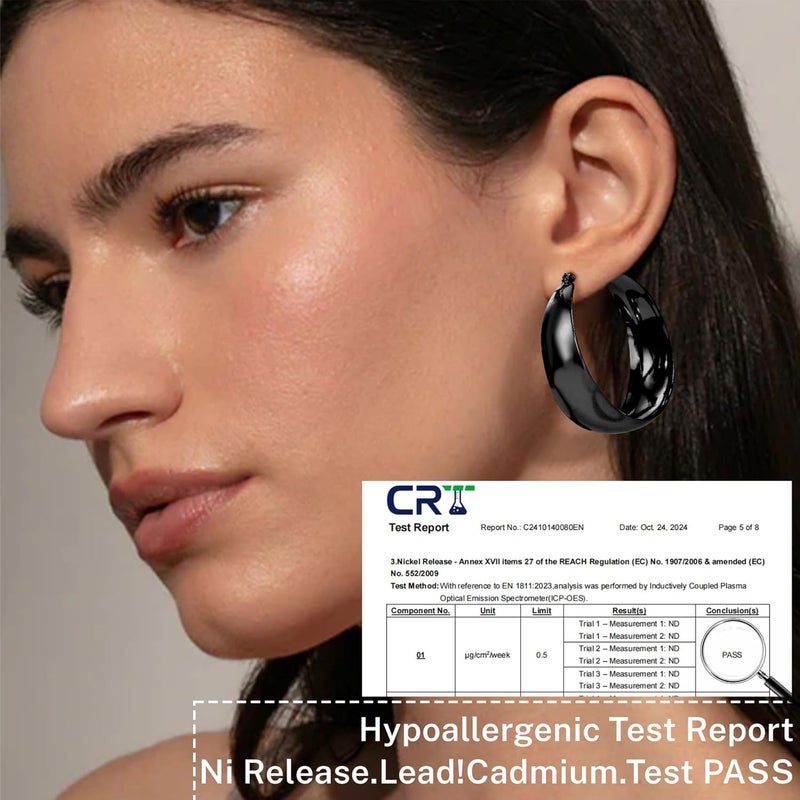 Senteria 12mm Wide Thick Hoop Earrings 925 Sterling Silver Hoop Earrings for Women Hypoallergenic 14K Real Gold Plated Hoops Large Earring Lightweight Chunky Hoops Earring for Women 25/30/40/50MM - Image 5